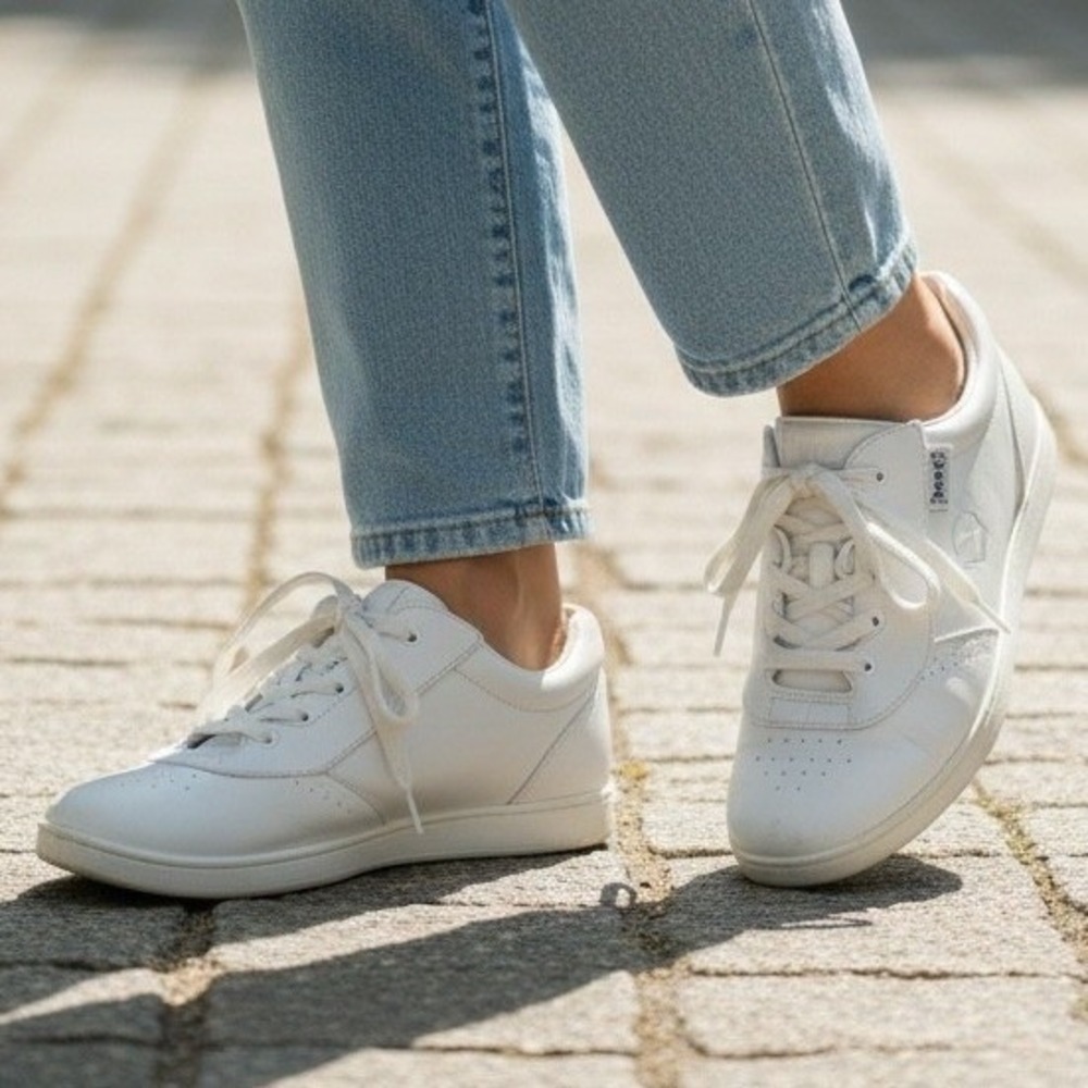 ACOR Womens Tan Leather Hook & Loop Lace Up Comfort Sneakers Size 8.5W Euro 40.5